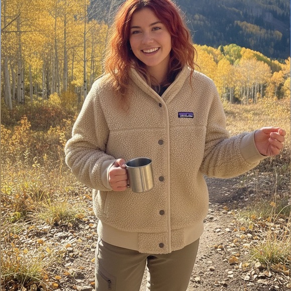 Patagonia Jackets & Blazers - Patagonia Fleece WornWear W's Snap Front Retro-X Teddy Jacket Coat Pockets Tan M